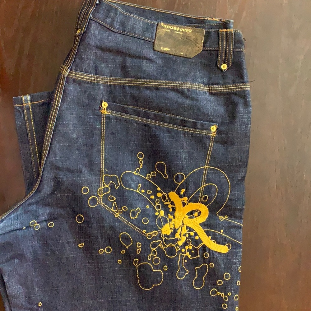 OK jeans with bubble yellow design